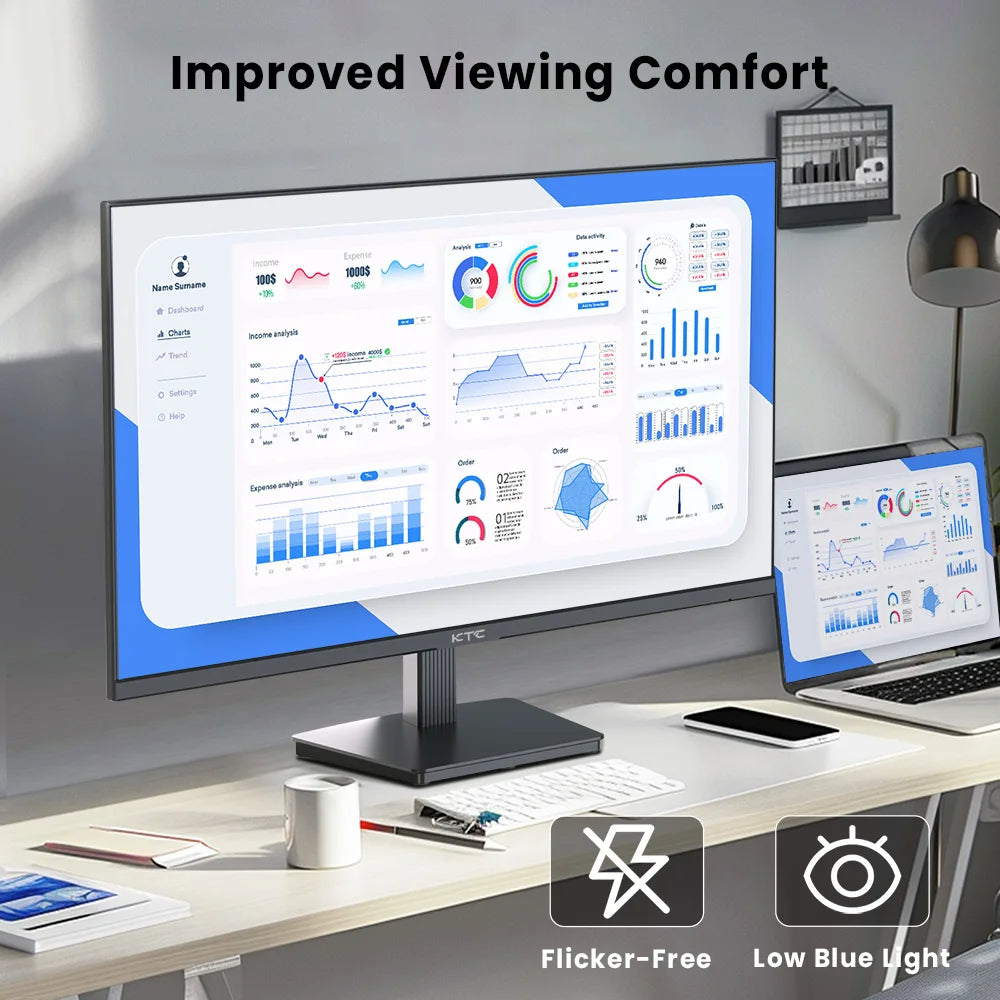 KTC H27T27 27inch QHD 100HZ-120Hz Gaming Monitor 2560x1440 IPS Fast Panel Screen 16:9 ELED 1ms GTG Response Time 99% sRGB HDR10