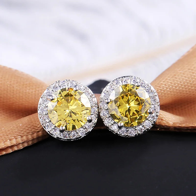 Huitan Luxury AAA CZ Stud Earrings For Women Romantic Elegant Female Daily Earrings 7 Colors Available Wholesale Dropshipping