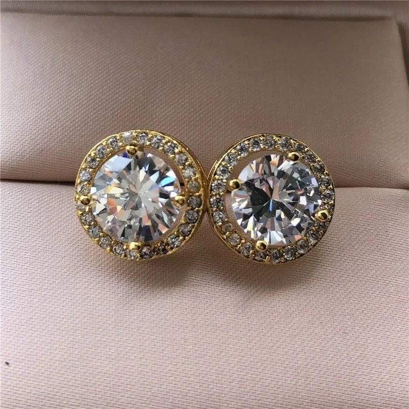 Huitan Luxury AAA CZ Stud Earrings For Women Romantic Elegant Female Daily Earrings 7 Colors Available Wholesale Dropshipping