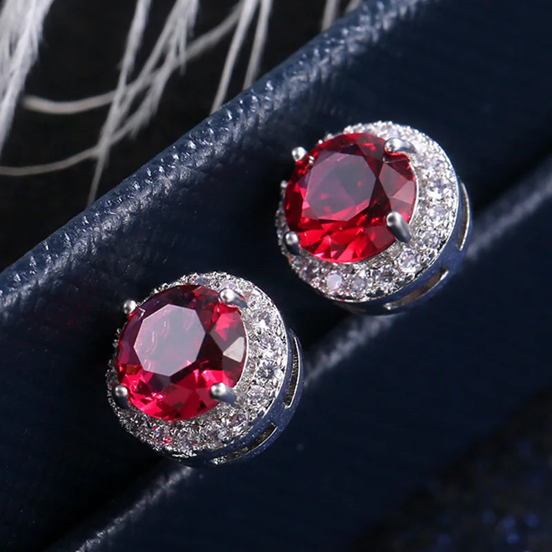 Huitan Luxury AAA CZ Stud Earrings For Women Romantic Elegant Female Daily Earrings 7 Colors Available Wholesale Dropshipping