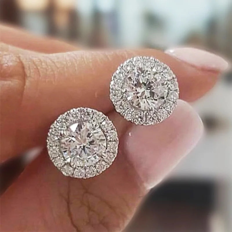 Huitan Luxury AAA CZ Stud Earrings For Women Romantic Elegant Female Daily Earrings 7 Colors Available Wholesale Dropshipping