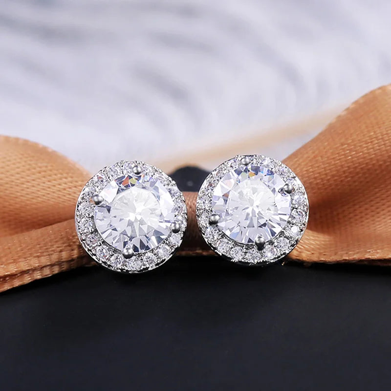 Huitan Luxury AAA CZ Stud Earrings For Women Romantic Elegant Female Daily Earrings 7 Colors Available Wholesale Dropshipping