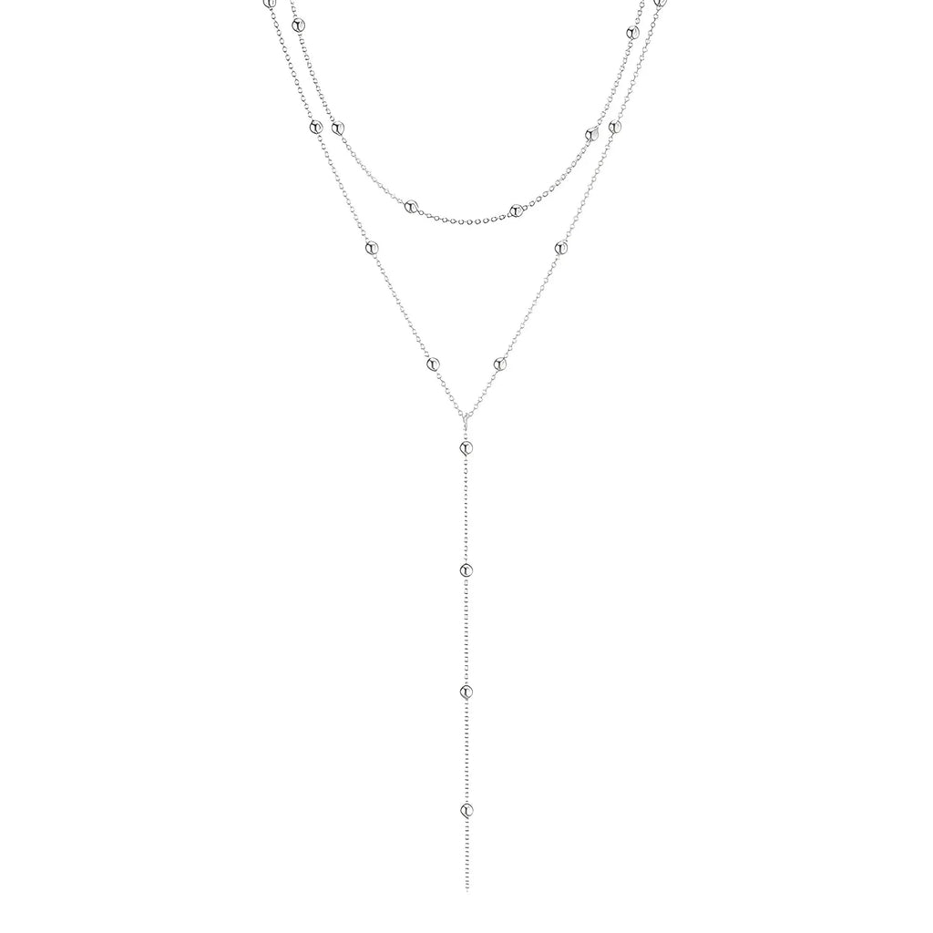 Gold Plated Lariat Necklace for Women Double Laryer Long Chain Drop Pendant Choker Necklaces Fashion Gifts