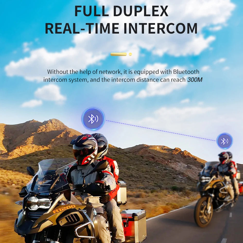 Motorcycle Helmet Headset Bluetooth Earphone Wireless Handsfree Mic Headphones Music Player Voice Control For Motorbike Rider