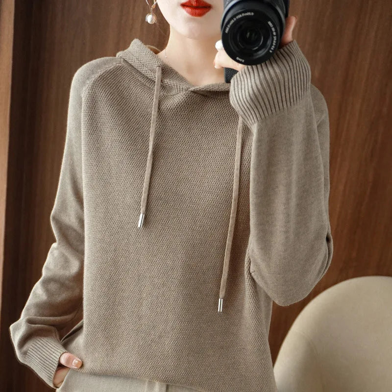 Hooded Sweatshirt for Women Spring Autumn New Hoodie Bottoming Shirt with Knitted Sweater Casual Hooded Pullovers