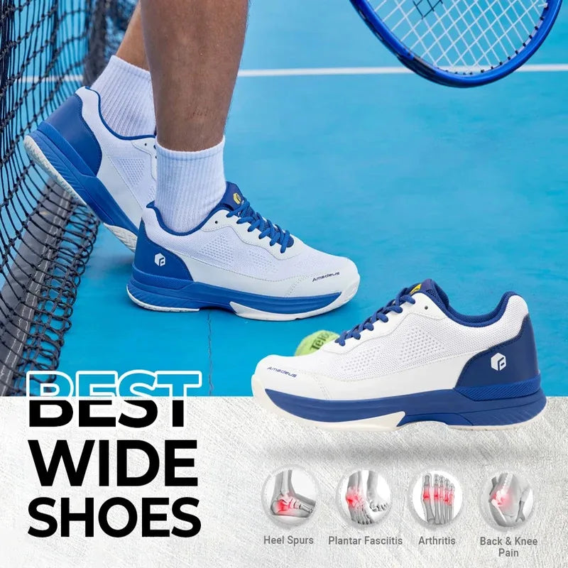 FitVille Men'S Tennis Shoes Wide Width 2E Professional Training Sneakers Breathable Non-Slip For Racquet Sport Arch Support