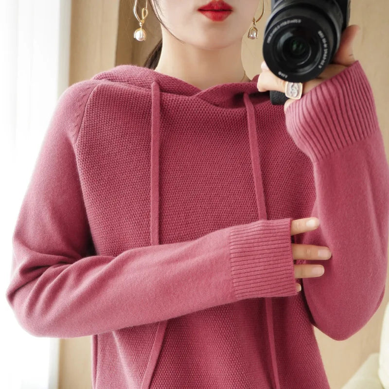 Hooded Sweatshirt for Women Spring Autumn New Hoodie Bottoming Shirt with Knitted Sweater Casual Hooded Pullovers