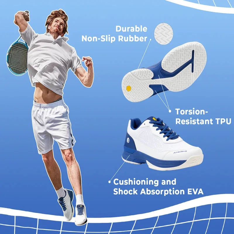 FitVille Men'S Tennis Shoes Wide Width 2E Professional Training Sneakers Breathable Non-Slip For Racquet Sport Arch Support