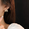 Letter M-shape Double-sided Zircon Hoop Earrings for Women Oil Dripping Ear Buckles French Design High-end  Luxury Jewelry M