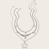 Trendy Y2K Star Pendant Necklace Vintage Goth Simple Multi Layered Metal Chain Necklace Women Charm Statement Jewelry Gifts