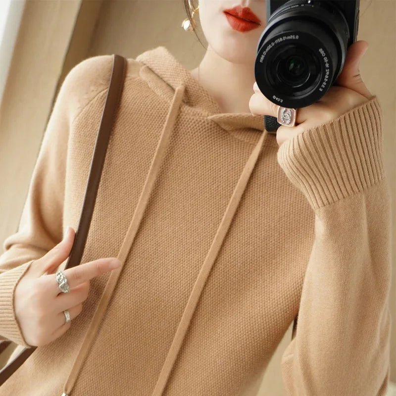 Hooded Sweatshirt for Women Spring Autumn New Hoodie Bottoming Shirt with Knitted Sweater Casual Hooded Pullovers