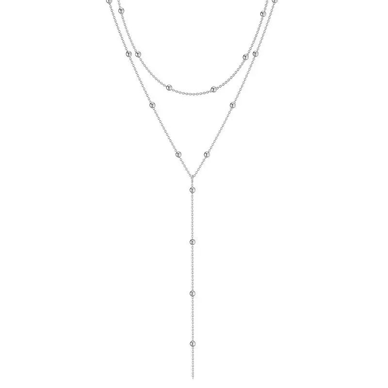 Gold Plated Lariat Necklace for Women Double Laryer Long Chain Drop Pendant Choker Necklaces Fashion Gifts
