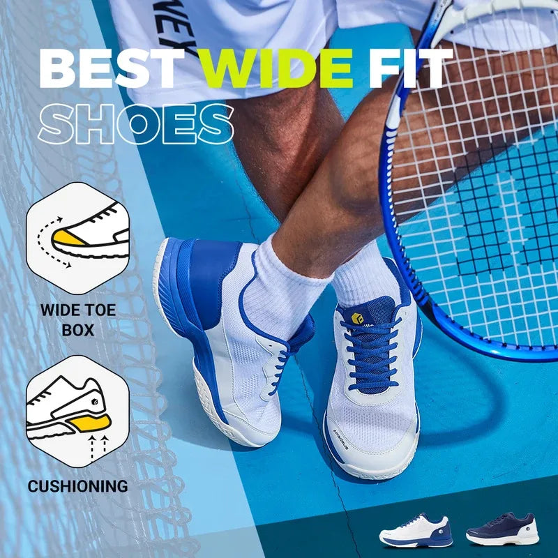 FitVille Men'S Tennis Shoes Wide Width 2E Professional Training Sneakers Breathable Non-Slip For Racquet Sport Arch Support