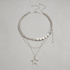Trendy Y2K Star Pendant Necklace Vintage Goth Simple Multi Layered Metal Chain Necklace Women Charm Statement Jewelry Gifts