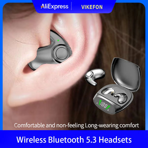 Waterproof Wireless Bluetooth 5.3 Headsets Mini headset Painless Call Noise Cancelling Thin Headphones Fit for Sleeping/Sports