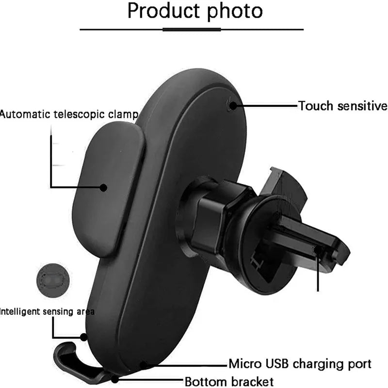 Wireless Charger Car Mount for Air Vent Mount Car Phone Holder Rotating Intelligent Infrared Fast Wireless Charging Charger