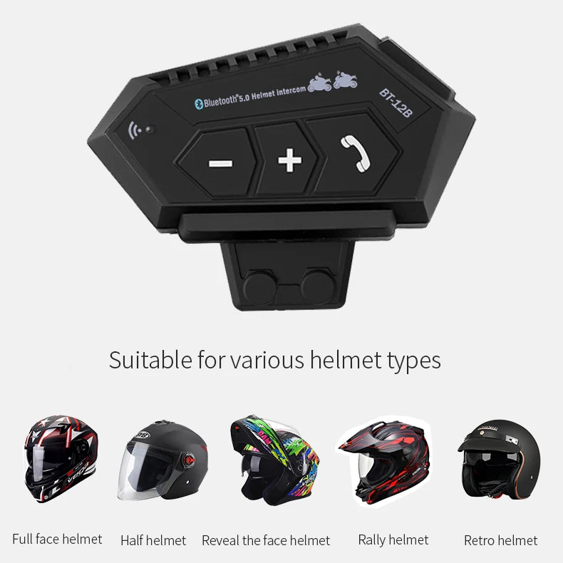 Motorcycle Helmet Headset Bluetooth Earphone Wireless Handsfree Mic Headphones Music Player Voice Control For Motorbike Rider