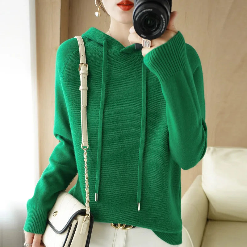Hooded Sweatshirt for Women Spring Autumn New Hoodie Bottoming Shirt with Knitted Sweater Casual Hooded Pullovers