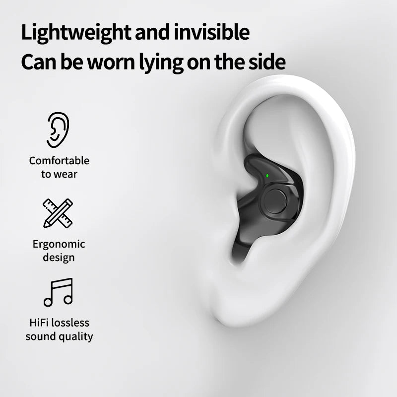 Waterproof Wireless Bluetooth 5.3 Headsets Mini headset Painless Call Noise Cancelling Thin Headphones Fit for Sleeping/Sports