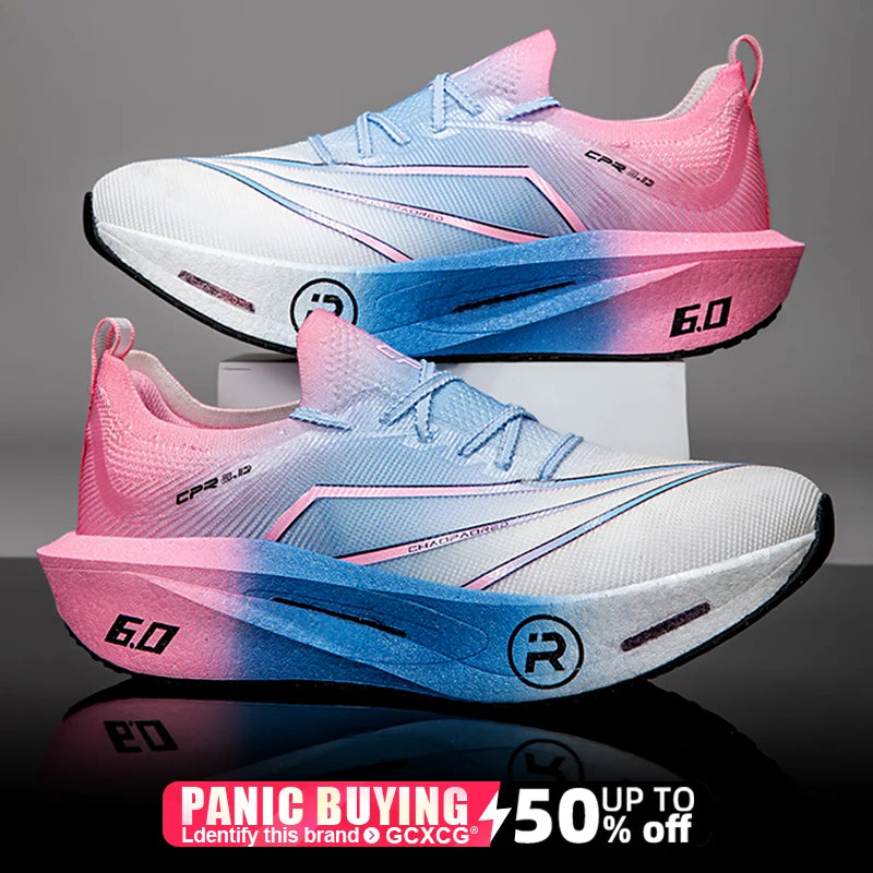 Running Shoes Carbon Board Speciality Marathon Men Sports Reticular Breathable Lightweight Women's Athletic Nonskid Sneakers